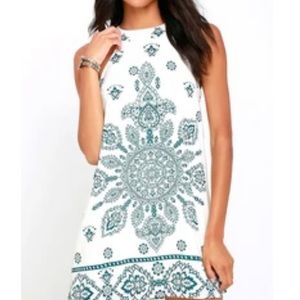Lulus Dress - White with emerald design.
